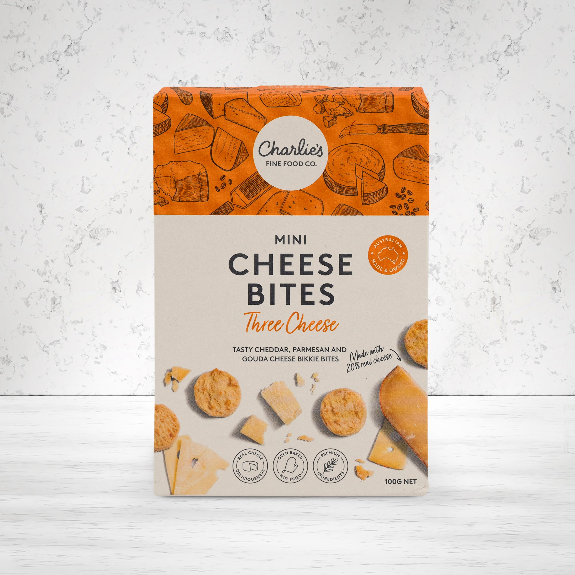 Charlie's Three Cheese Mini Cheese Bites Biscuits 100 grams