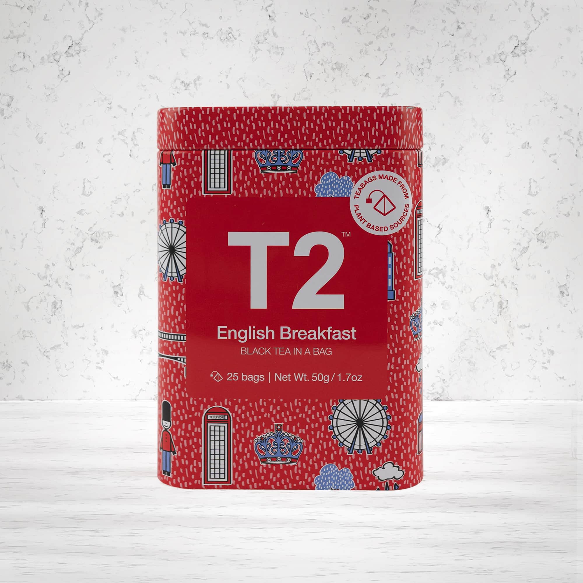 T2 Tea English Breakfast Teabag Icon Tin 25 Pack