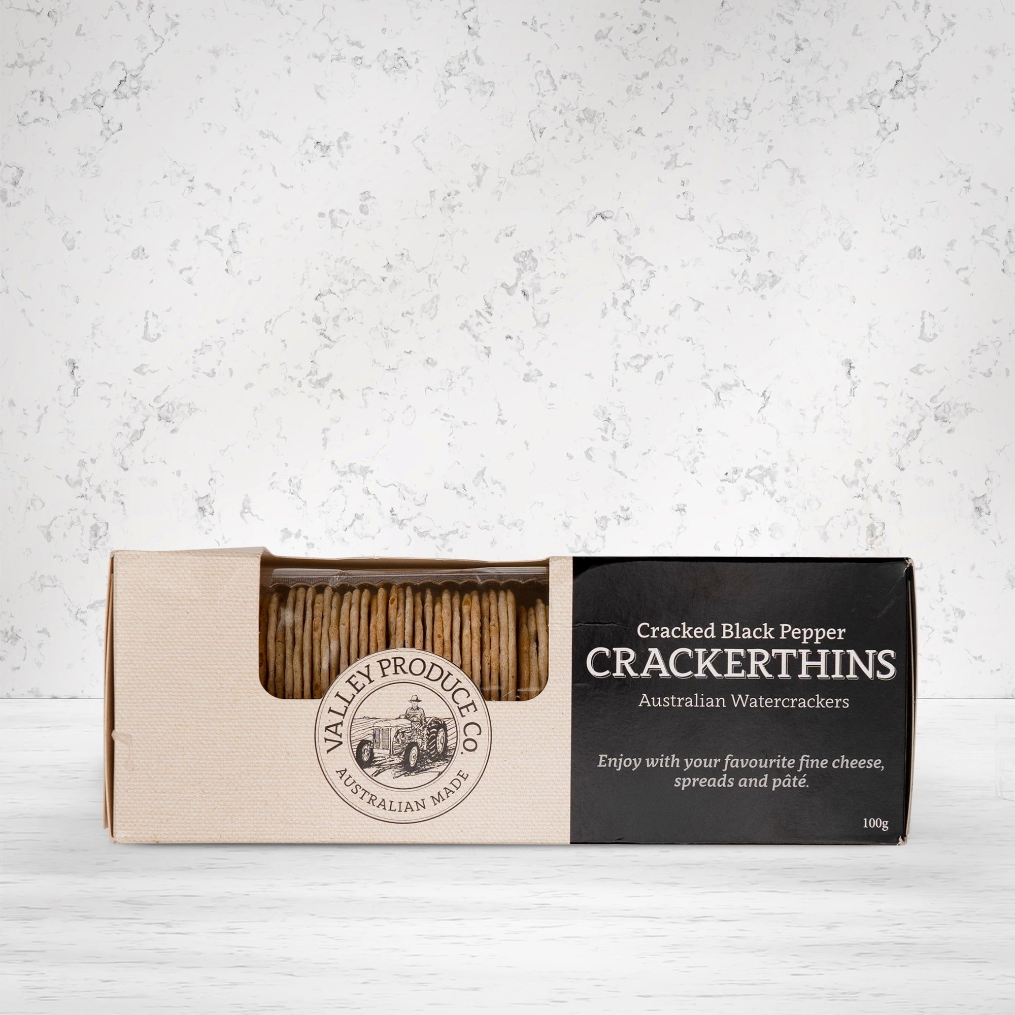 Valley Produce Company Cracker Thins Cracked Black Pepper 100 grams
